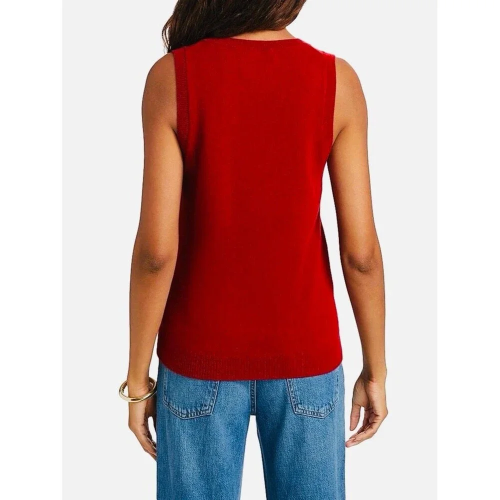 Reformation Reese Red Cashmere Blend V Neck Tank XS EUC